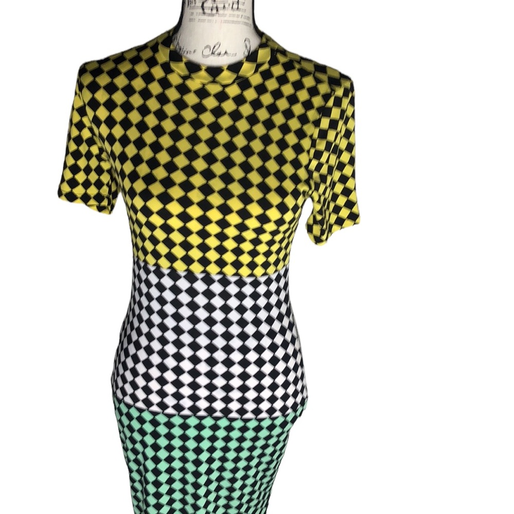 Checkered Multicolor Bodycon Dress Size M